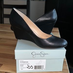 Jessica Simpson “Samson” Black Wedge Pumps